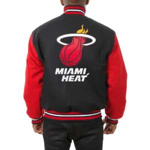 Miami heat two tone wool varsity jacket black red 1