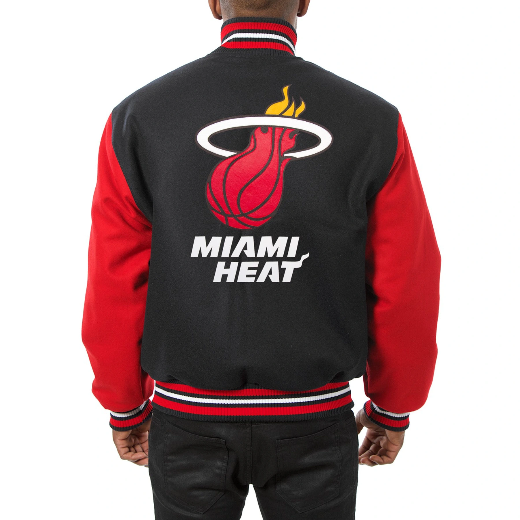 Miami heat two tone wool varsity jacket black red 1