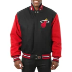 Miami Heat Two Tone Black/Red Wool Jacket