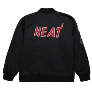 Miami heat vintage logo black satin jacket