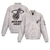 Miami heat vintage silver satin varsity jacket
