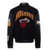 Miami heat wool leather old english varsity jacket black 2