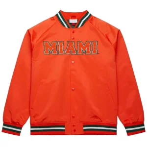 Miami hurricanes throwback wordmark satin jacket