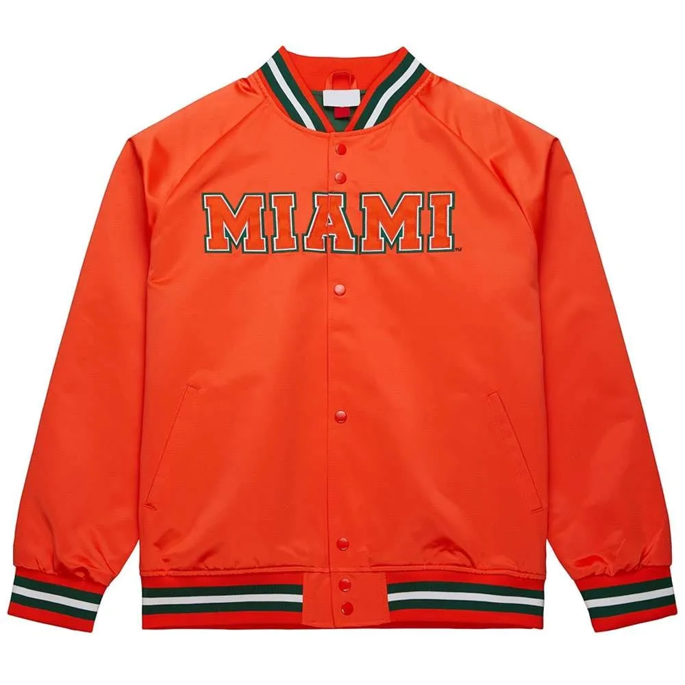 Miami hurricanes throwback wordmark satin jacket