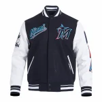 Miami Marlins Script Tail Wool/Leather Jacket