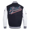 Miami marlins script tail mens rib wool leather varsity blackwhite 3