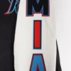 Miami marlins script tail mens rib wool leather varsity blackwhite 6