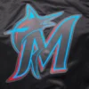 Miami marlins script tail mens satin varsity jacket black 3