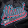 Miami marlins script tail mens satin varsity jacket black 4