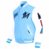 Miami marlins script tail rib wool leather varsity bluewhite 1
