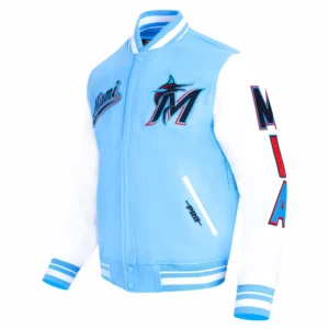 Miami marlins script tail rib wool leather varsity bluewhite 1
