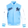 Miami marlins script tail rib wool leather varsity bluewhite 2