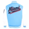 Miami marlins script tail rib wool leather varsity bluewhite 4