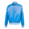 Miami marlins script tail womens satin varsity jacket blue 3