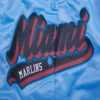 Miami marlins script tail womens satin varsity jacket blue 6