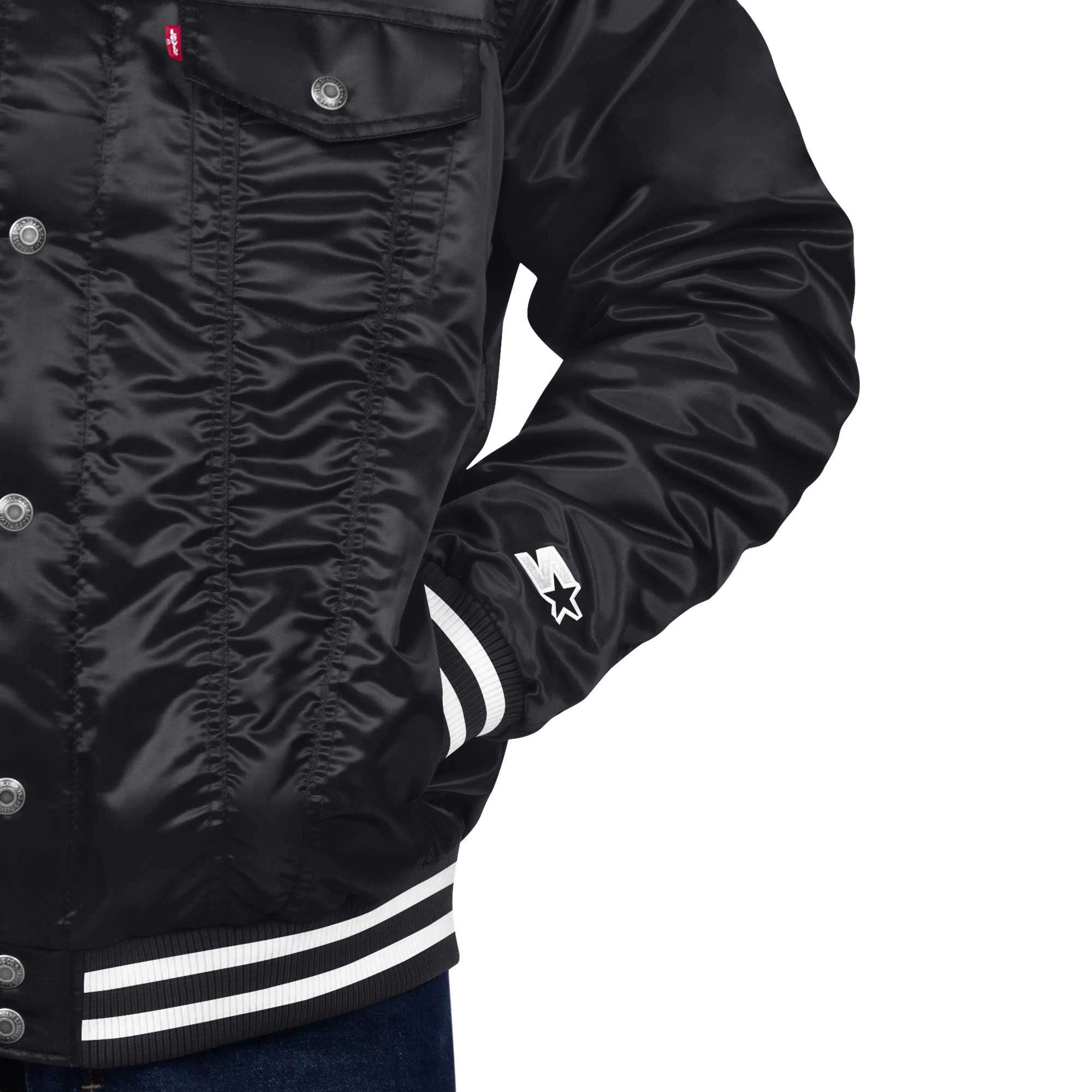 Miami marlins silver tab trucker satin varsity jacket black 1