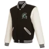 Michigan state black white spartans reversible two tone varsity jacket 1 1