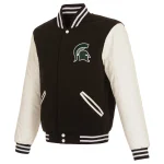 Michigan State Spartans Two Tone Fleece/Leather Jacket