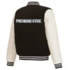 Michigan state black white spartans reversible two tone varsity jacket 3 1