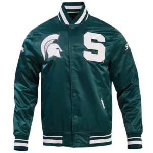 Michigan state spartans classic satin green jacket