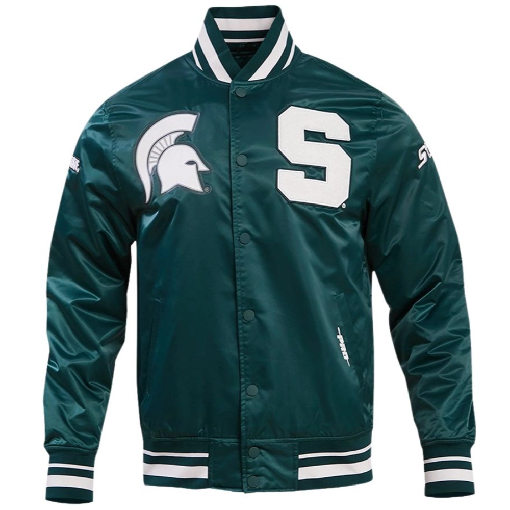 Michigan state spartans classic satin green jacket