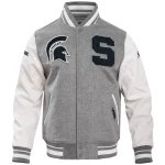 Michigan State Spartans Classic Grey Wool/Leather Jacket