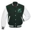 Michigan state spartans full snap wool leather varsity jacket 1 1