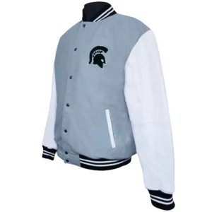 Michigan state spartans graduate grey varsity jacket