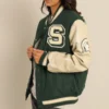 Michigan state spartans letterman wool jacket