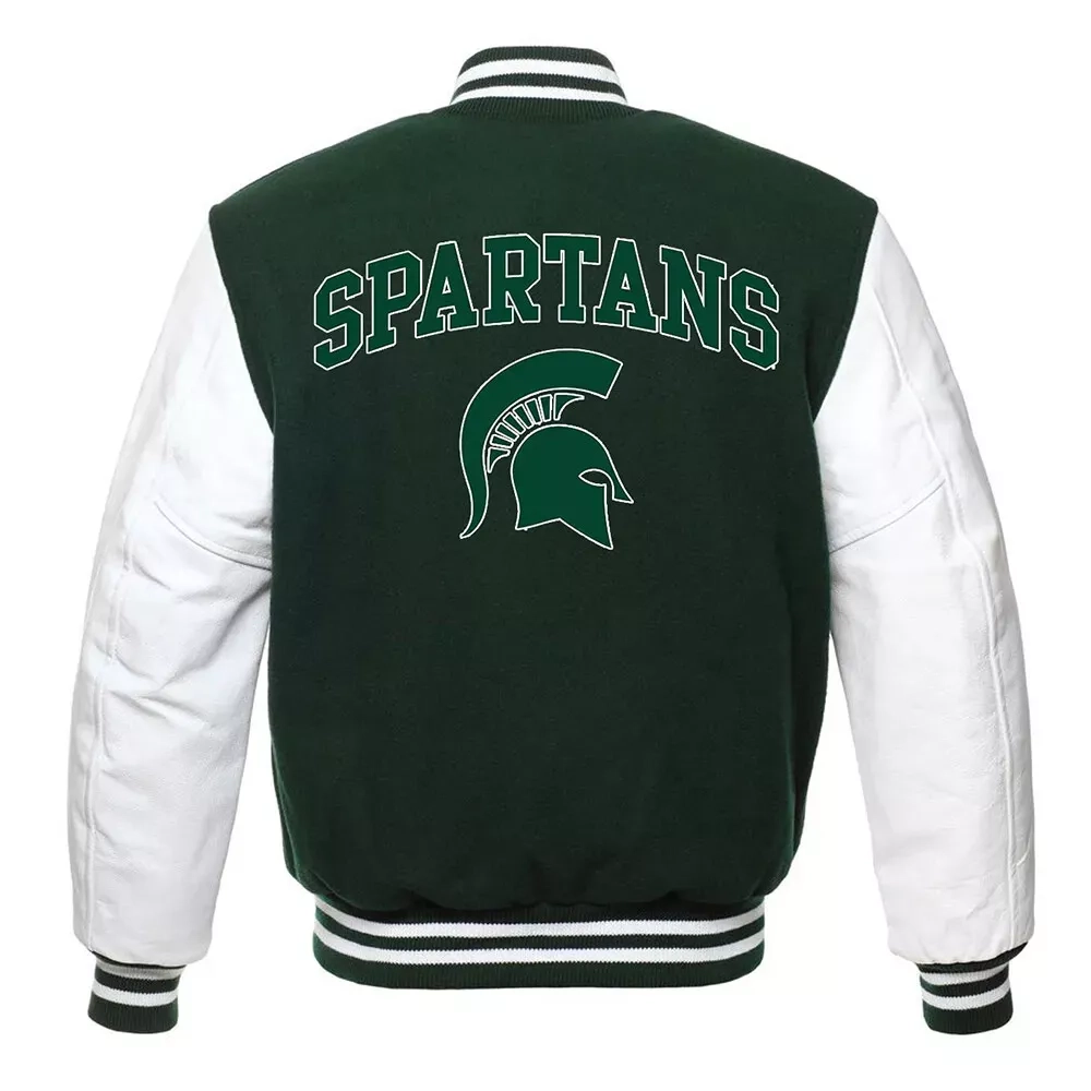 Michigan state spartans letterman woolleather jacket