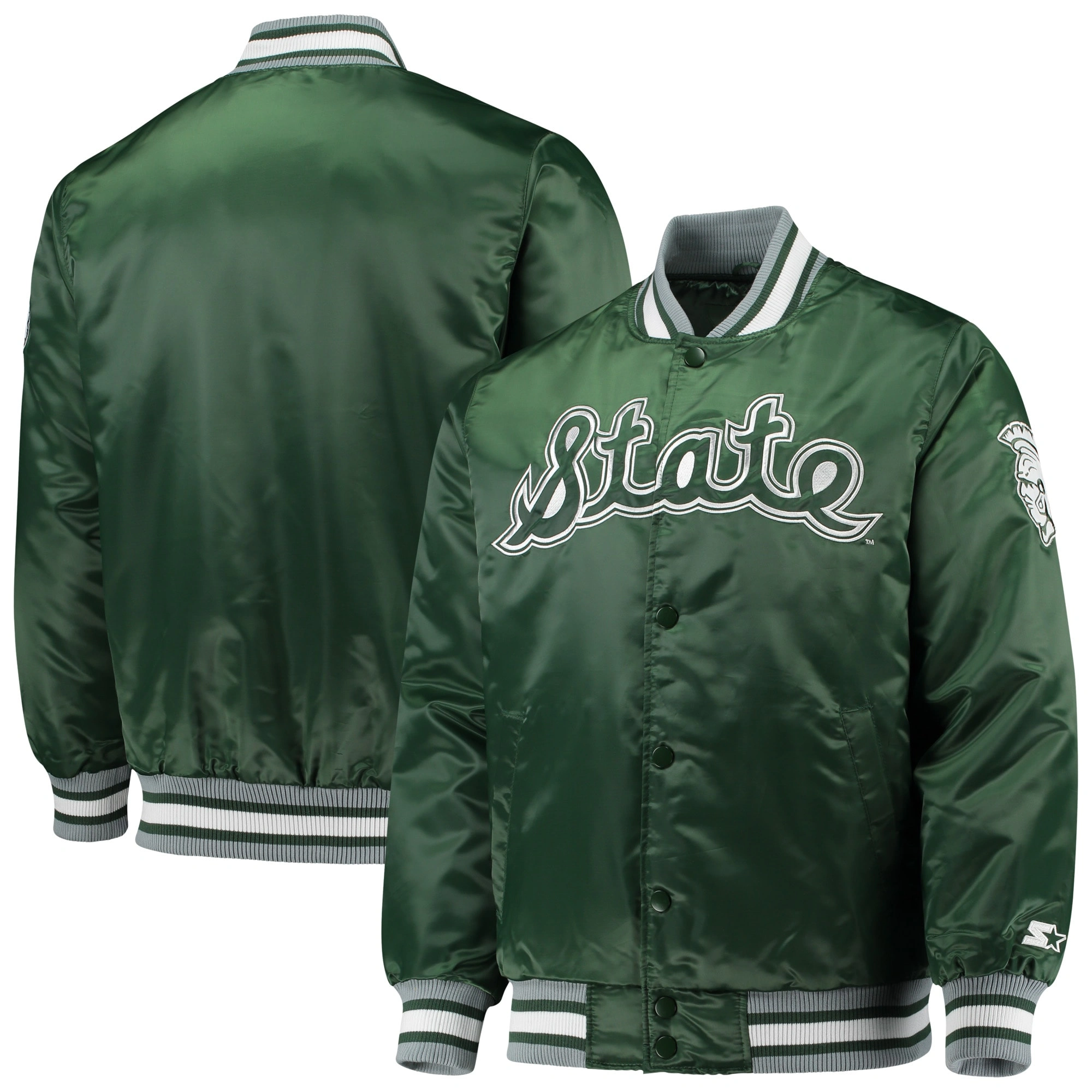 Michigan state spartans o line green satin jacket