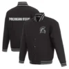 Michigan state spartans poly twill full snap black varsity jacket 1