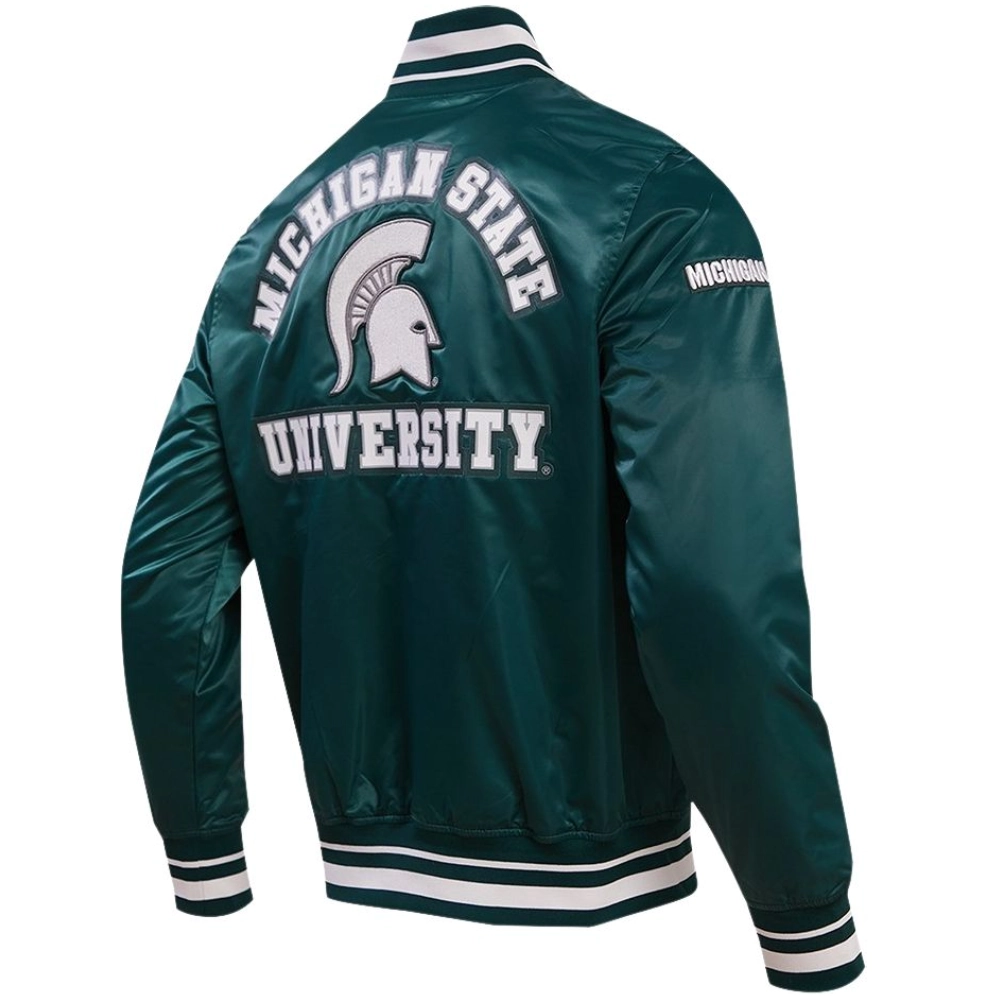 Michigan state spartans satin green jacket