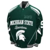 Michigan state spartans stout green varsity jacket