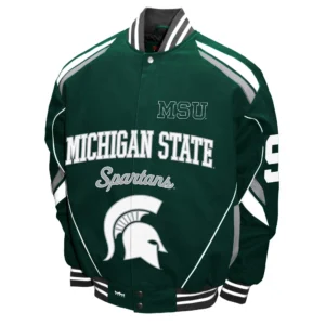 Michigan state spartans stout green varsity jacket