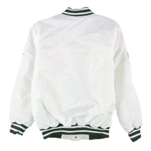 Michigan state starter spartans classic rib knitted satin varsity jacket 1 1