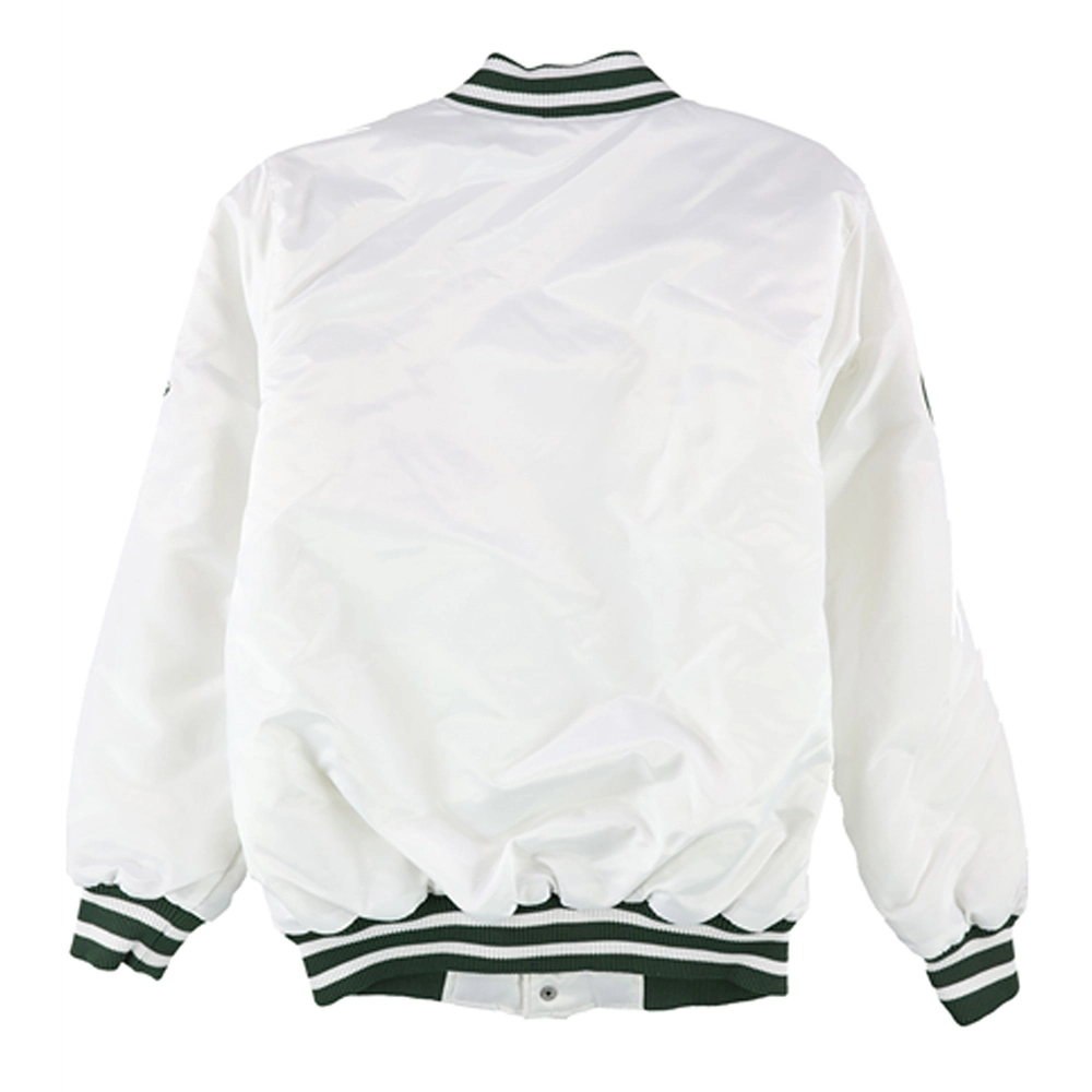 Michigan state starter spartans classic rib knitted satin varsity jacket 1 1