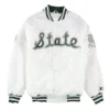 Michigan state starter spartans classic rib knitted satin varsity jacket 1