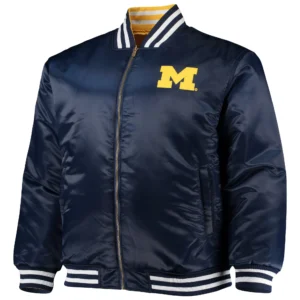 Michigan wolverines big tall full zip satin jacket
