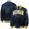 Michigan wolverines navy o line satin jacket