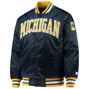 Michigan wolverines o line satin varsity jacket