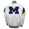 Michigan wolverines power full snap satin varsity jacket