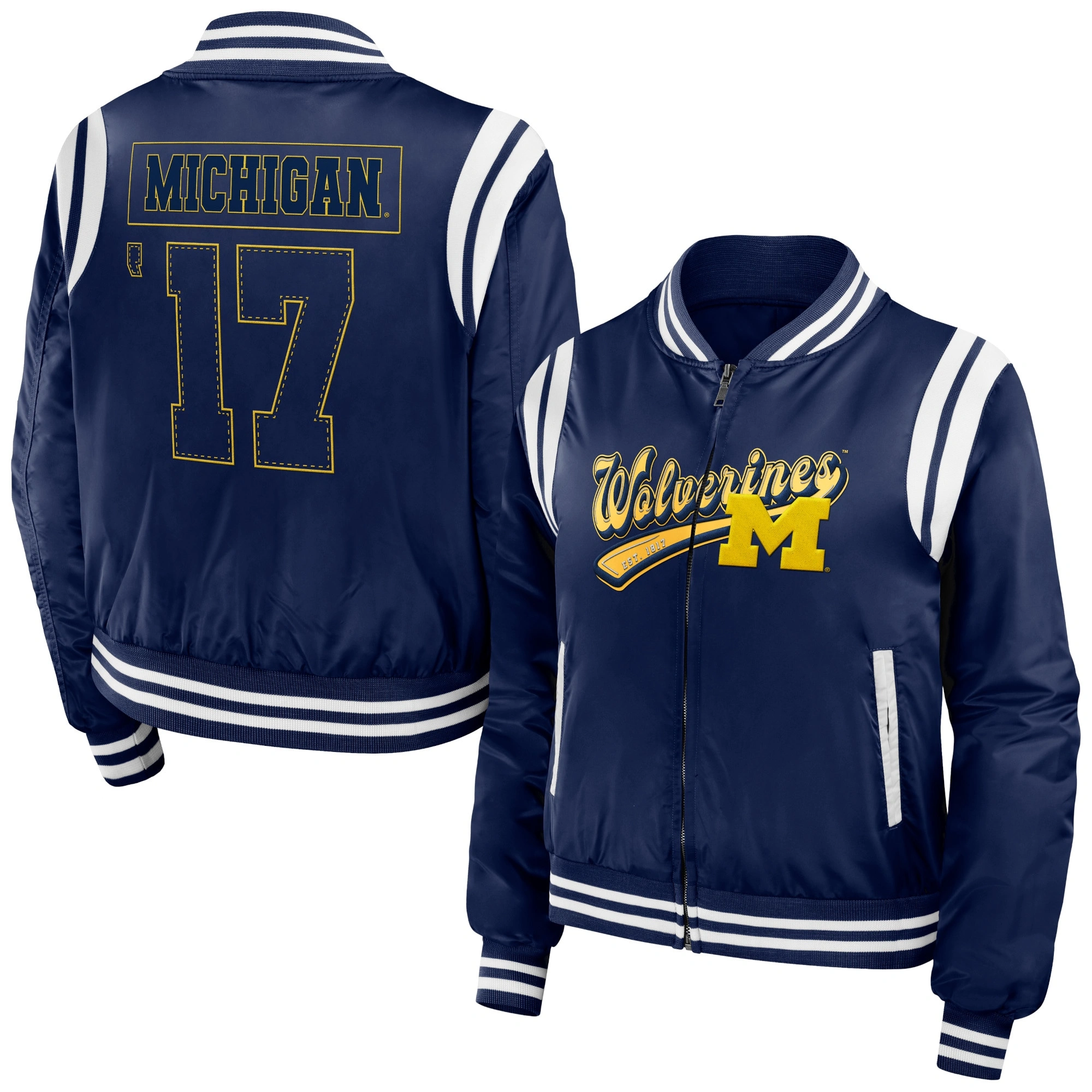 Michigan wolverines womens full zip bomber jacket