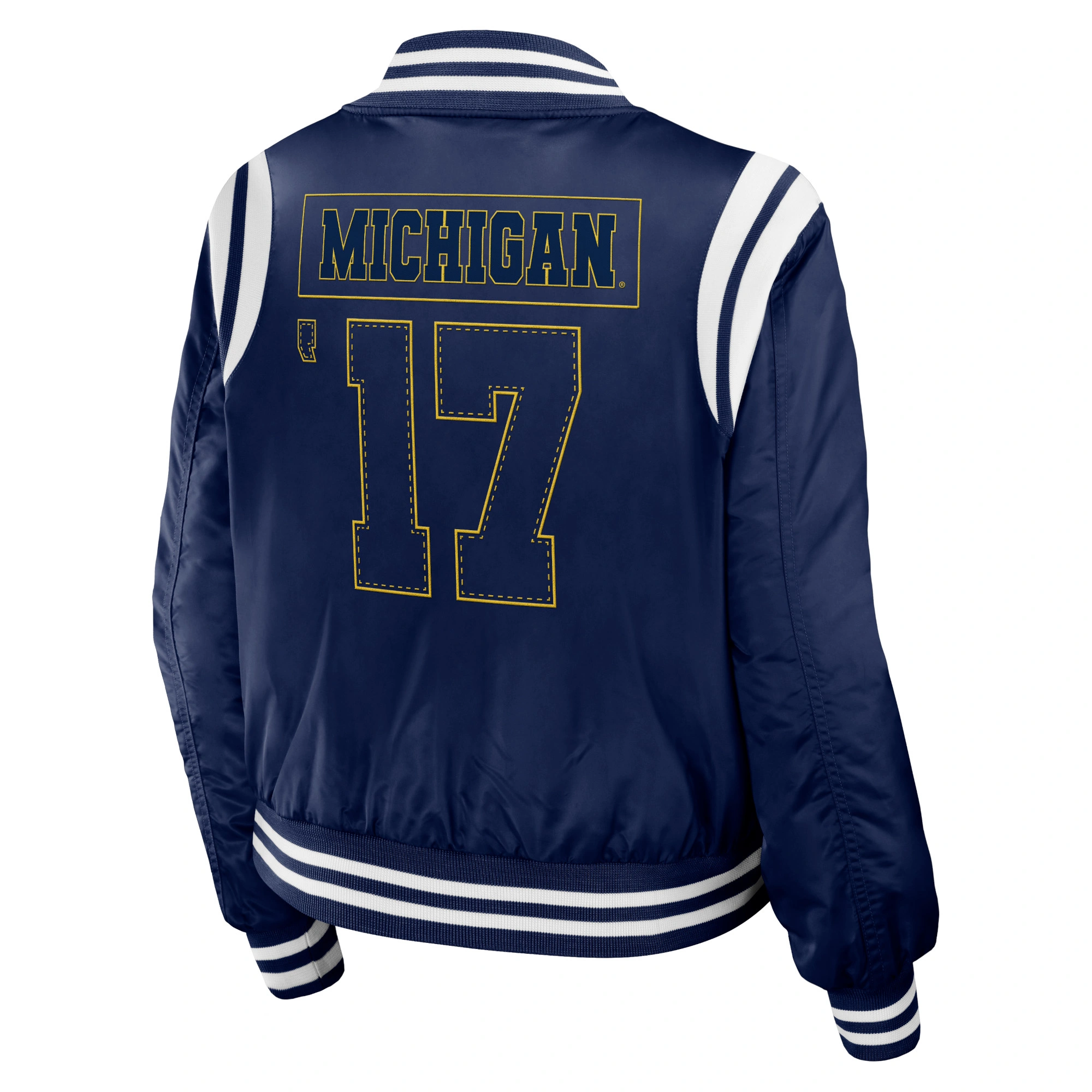 Michigan wolverines womens full zip bomber varsity jacket