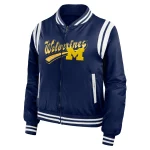Michigan Wolverines Women's Full-Zip Navy Satin Jacket