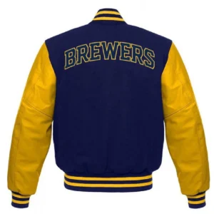Milwaukee brewers letterman wool leather varsity jacket 1 1