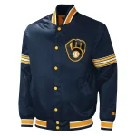 Milwaukee Brewers Midfield Navy Satin Jacket