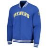 Milwaukee brewers pack pro camden full zip track varsity jacket blue