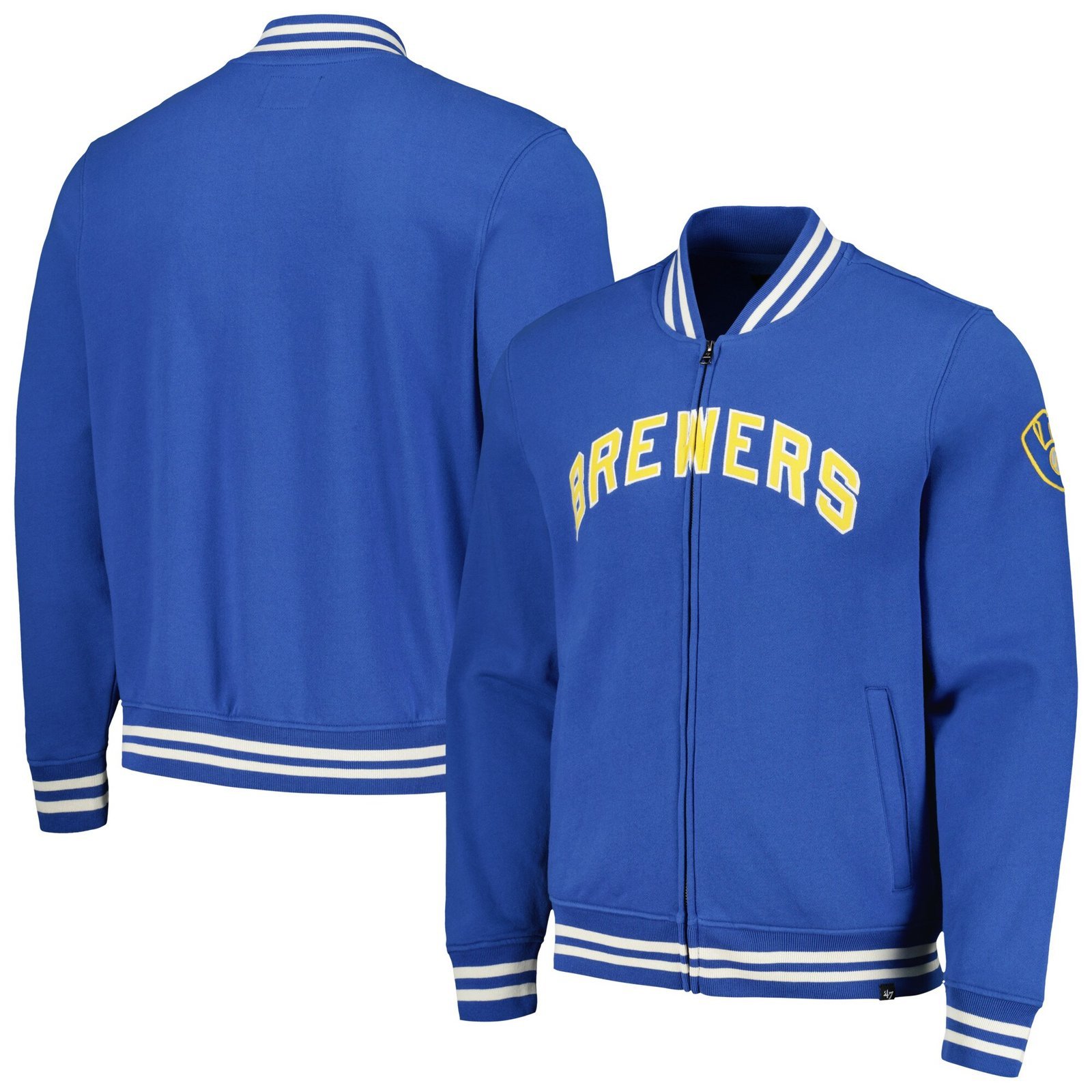 Milwaukee brewers pack pro camden full zip track varsity jacket blue 2