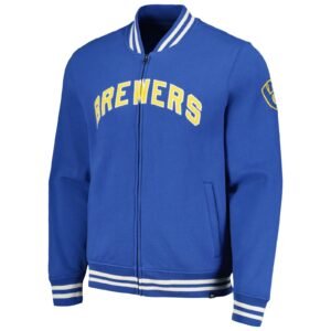 Milwaukee brewers pack pro camden full zip track varsity jacket blue